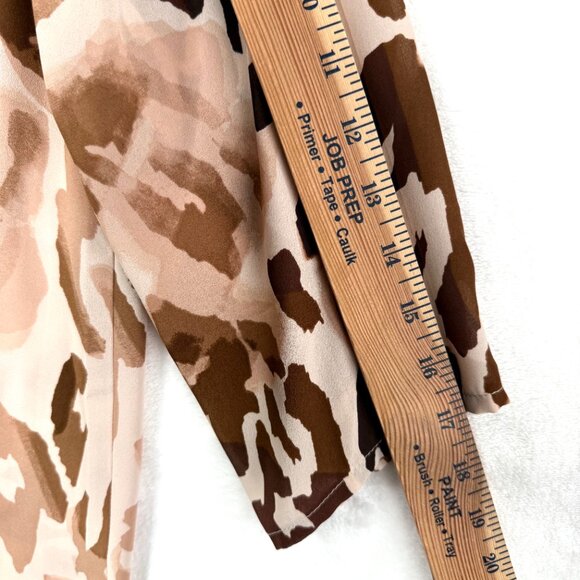 Chicos Watercolor Leopard Animal Print Sheer Blouse Top Womens 0 US S 4 Tan Brow - Picture 7 of 7